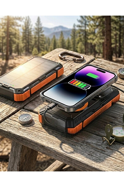 Genel Markalar özssa 20000 mAh Powerbank Güneş Enerjili Kablosuz Şarj Hızlı Ş...