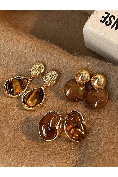 Take Two By Styli Set of 3 - Resin Dangle Embellished Earrings