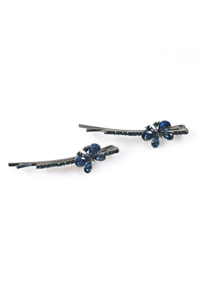 meli melo Set 2 agrafe par elegante cu fluture decorativ albastru