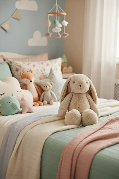 Miniso Lisanslı Tavşan Peluş Oyuncak 30 Cm – Yumuşacık Sarılmalık Büyük Boy S...