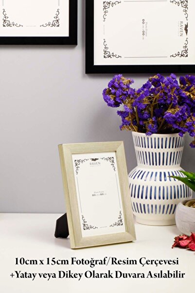 Raven 10cm X 15cm Düz Gümüş Resim, Fotoğraf, Belge, Poster, Evrak Çerçevesi A...