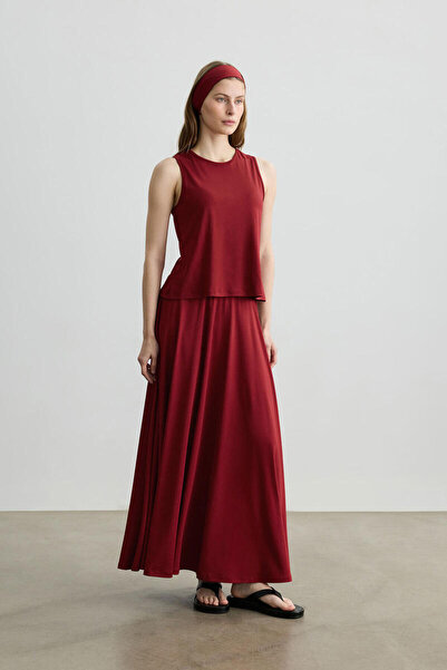 BE BLUE Red Flared Skirt