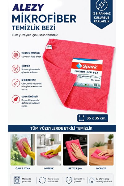 Alezy Spark M3310 Mikrofiber Genel Temizlik Bezi 35x35cm (Karışık Renk)