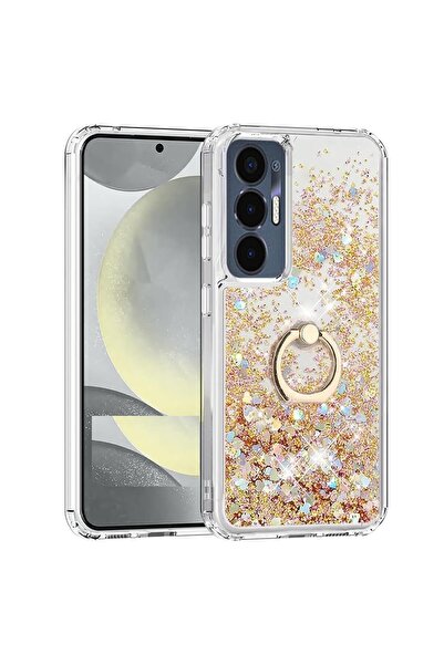 Pilanix Tecno Pova 3 Kılıf Yüzüklü Standlı İçi Sulu Hareketli Milce Kapak