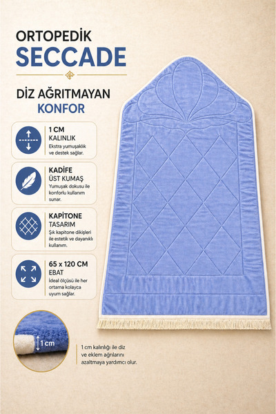 Hig Store Kadife Kapitone Seccade Diz Konforu Sağlayan 65 x 120 cm