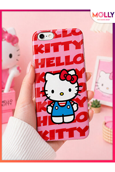 Molly iPhone 6S PLUS İçin Pembe Hello Kitty Desenli Silikon Kılıf