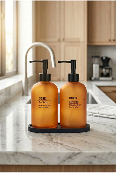 Shuvae Set of 2 Glass Liquid Soap Dispensers 500 ml – Kitchen Detergent Dispe...