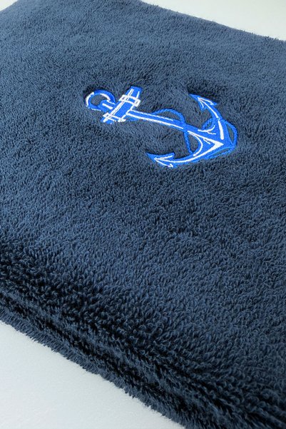RunGear Up 100% Combed Cotton Anchor Embroidered Sports Towel - 50 cm X 100 cm - 600 Gsm Ultra Absorbent Marine Boat Hand and Face Towel - Marine Series Towel