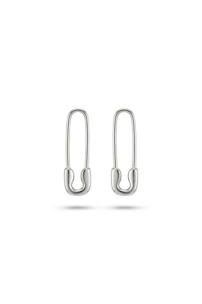 h&b design jewel أقراط فضية من الفولاذ على شكل دبوس