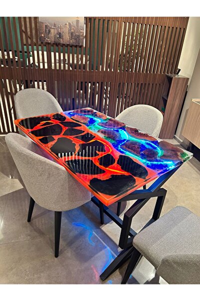 Konyalı Sanat SICAK VE BUZUL TEMALI LED IŞIKLI EPOKSİ MASA