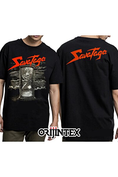 orijintex Savatage Hourglass Front and Back Printed Unisex Black Tshirt