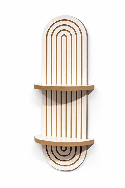 Artavessa Dekoratif MDF Duvar Rafı Beyaz Renk - Bohem Oval Tasarım Modern Kitaplık Ve Çiçeklik C Raf 70x26 cm