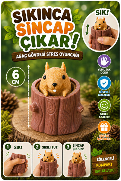 Ayver 1 ADET AĞAÇ GÖVDESİ TASARIMLI SİNCAP SQUISHY SUKUŞİ EĞLENNCELİ STRES OY...