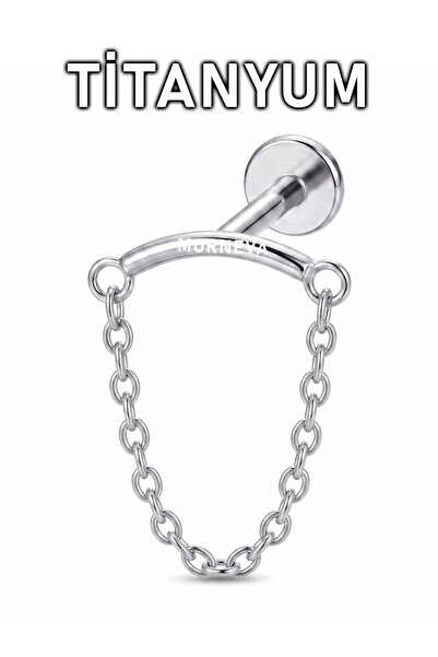 MORNEVA Titanyum Zincir Sallantılı Gizli Hidden Helix Piercingi (1 Adet)
