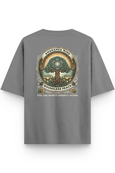 Overoz Women's / Men's Semi Oversize T-Shirt Tree of Life Tree of Life Back P...