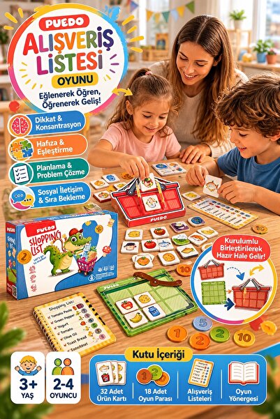 TOYFEST Puedo Alışveriş Listesi Oyunu Eğitici Kutu Oyunu 3+ Yaş Dikkat Hafıza...