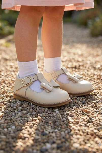 Cevoclub kids Genuine Leather Orthopedic Children's Shoes Beige Cv-489