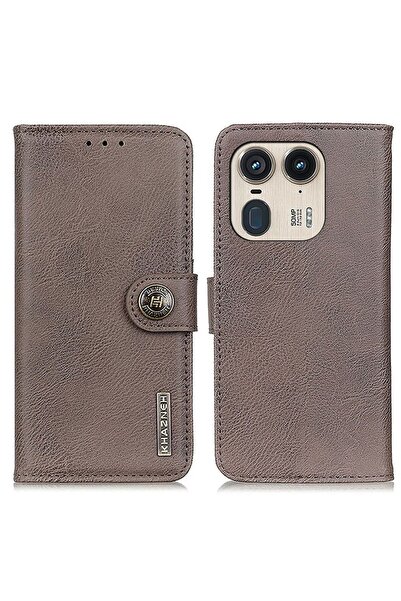 KHAZNEH Leather Wallet Θήκη Πορτοφόλι Khaki (Motorola Edge 50 Ultra 5G)