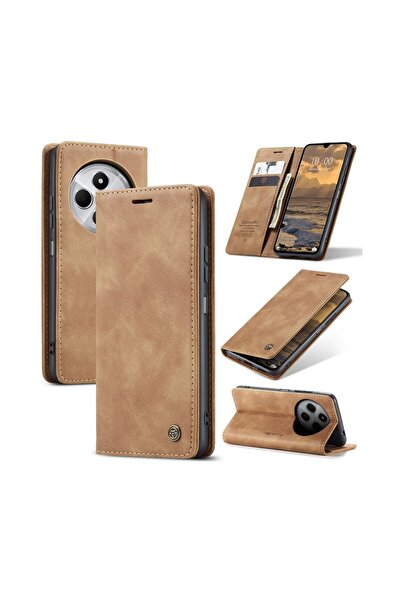 Caseme 013 Retro Θήκη Βιβλίο Brown (Xiaomi Redmi 14C 4G/Poco C75 4G)