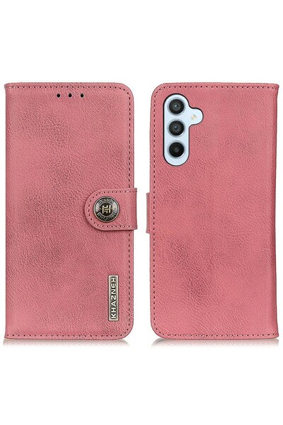 KHAZNEH Cowhide Θήκη Πορτοφόλι Pink (Samsung Galaxy A36 5G)