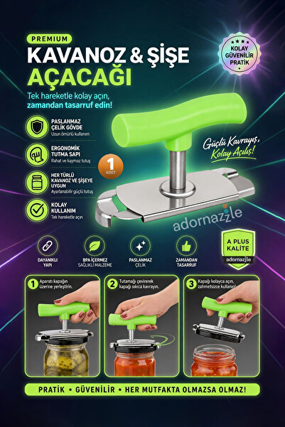 KCA HOME Ayarlanabilir Kavanoz Kapağı Açacağı, Paslanmaz Çelik Açacak, Şişe v...