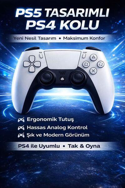 Bakeey PS5 Tasarımlı PS4 Kol Kablosuz Oyun Kolu DualShock Uyumlu Gamepad Ergo...