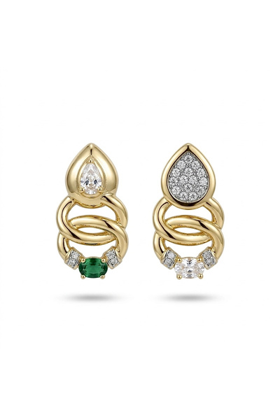 h&b design jewel أقراط من الفولاذ بتصميم بلونين