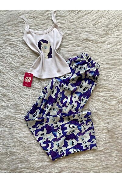 BALİNA Mor My Little Pony Rarity Desenli Şık Alt Üst Takım
