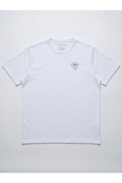 TURHAN TRİKO White Short Sleeve Crew Neck Men's T-Shirt