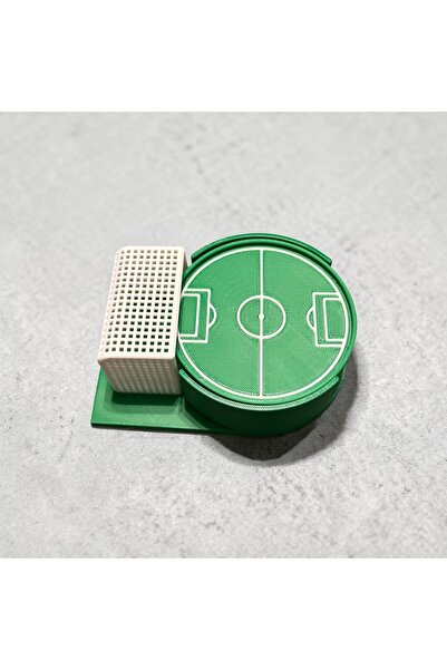 NozzleWorks Futbol Sahası Temalı Bardak Altlığı – 3D Baskı Mini Kale Detaylı Dekoratif Coaster