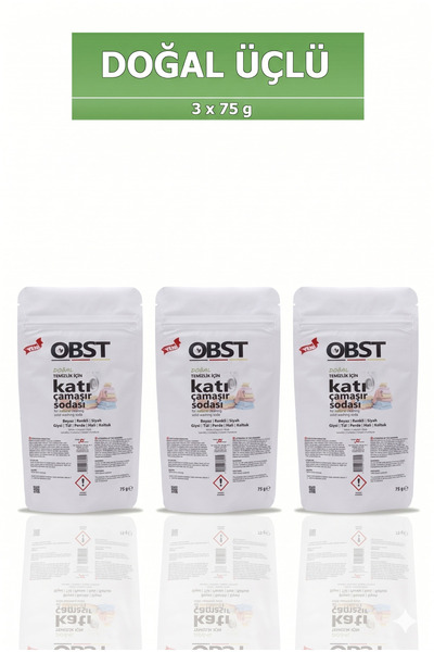 OBST Katı Çamaşır Sodası Halı Tül Perde Giysiler İçin Doğal Temizlik 3'lü Pak...