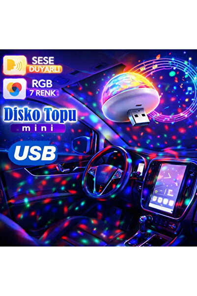 TUMKE Sese Duyarlı Araç içi Disko topu Rgb parti lambası USB lamba Araba Aydınlatması