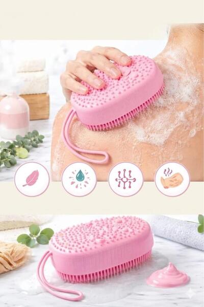 abnturk 1 Adet Silikon Sünger Hazneli Banyo Kesesi Masajlı Duş Lifi Banyo Kesesi