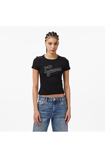 Guess Studs Slim Fit Kadın Siyah T-Shirt