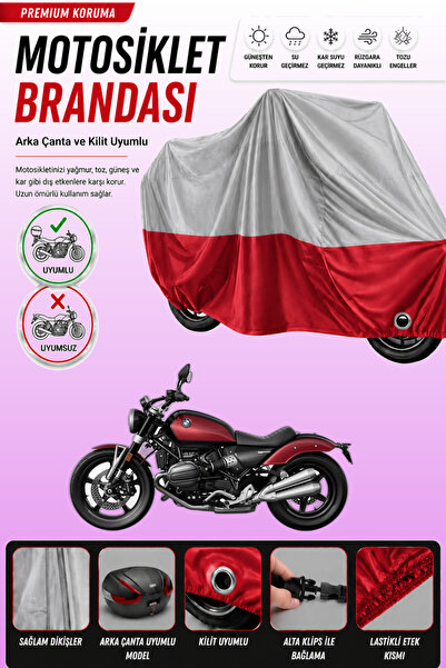 Cemku Double غطاء دراجة نارية BMW R 12 باللون الرمادي من الأعلى والأحمر من ال...