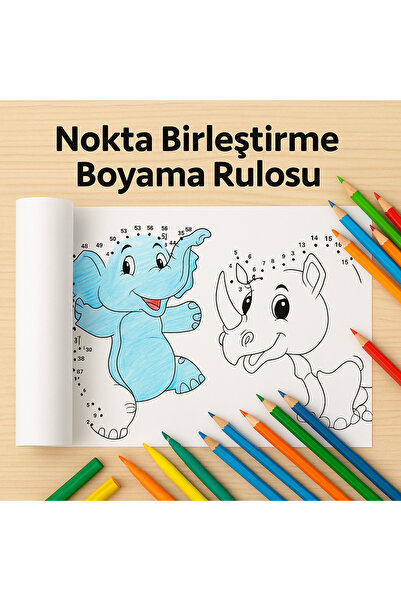 Haydi Dekor Hayvanlar Dünyası Nokta Birleştirme Boyama Rulosu | 5 Metrelik Ço...