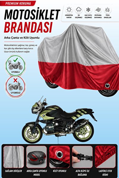 Cemku Double غطاء علوي رمادي - سفلي أحمر، غطاء خلفي متوافق مع دراجة BMW R 115...