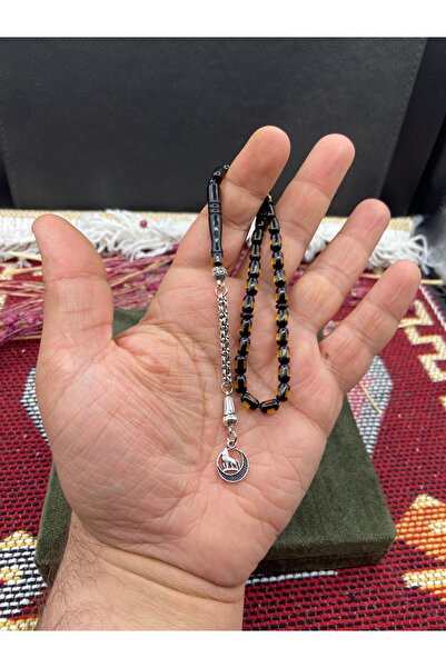 Kttesbihaksesuar 4x7 mm BİLEK BOY KAPLAMA PÜSKÜLLÜ SARI SİYAH SÜRMELİ TOZ KEH...