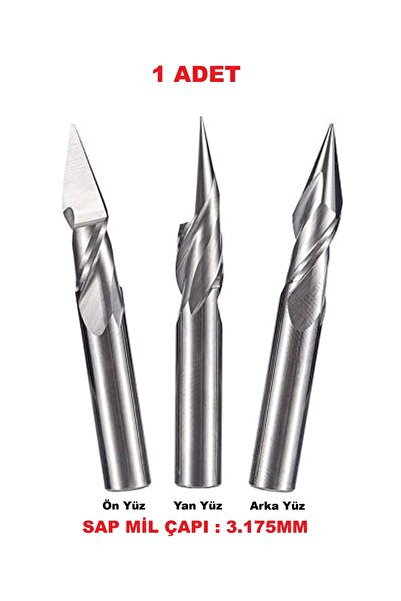BGA 1 adet 3.175 mm 2 Kanallı Spiral Piramit Ahşap freze CNC Router freze 2D ...