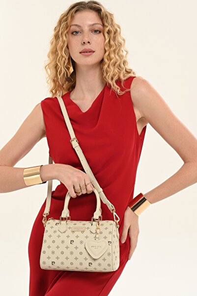 Pierre Cardin Women's Beige Monogram Patterned Shoulder Bag with Adjustable S...