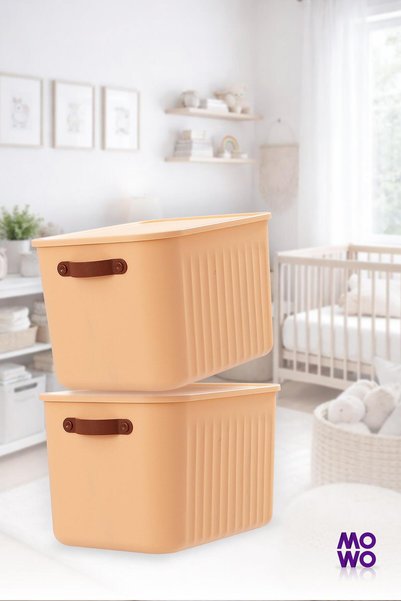 Mowo Home BigBox Kulplu 20 Lt 1 Adet Sarı Dolap Düzenleyici Saklama Kutusu Sepet Organizer Oyuncak kutusu
