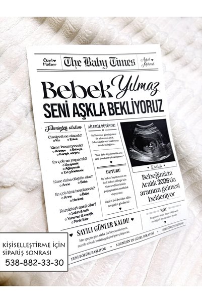 Pankart Evi Bebek Partisi Anı Gazete Sayfası 10 adet - A5 ölçüsü Tek Yön - Babyshower Cinsiyet Partisi Bebek Müjde
