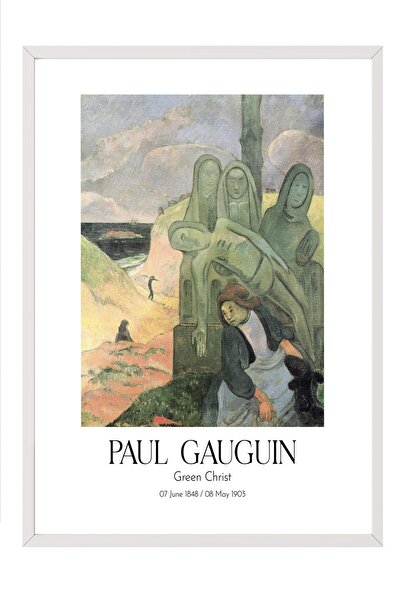 Postifull Paul Gauguin - Green Christ, Painting with White Frame, Art Series ...