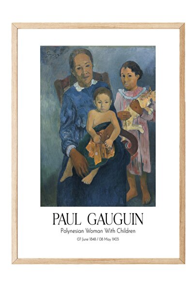Postifull Πολ Λ. Γκαγκουάν - Πολυνησιακή Γυναίκα με Παιδιά, Πίνακας με Ξύλινο...
