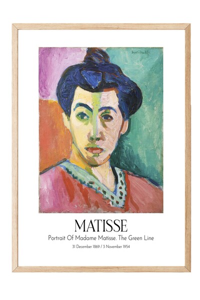 Postifull Matisse - Portret madam Matisse. Zelena linija, slika u drvenom okv...