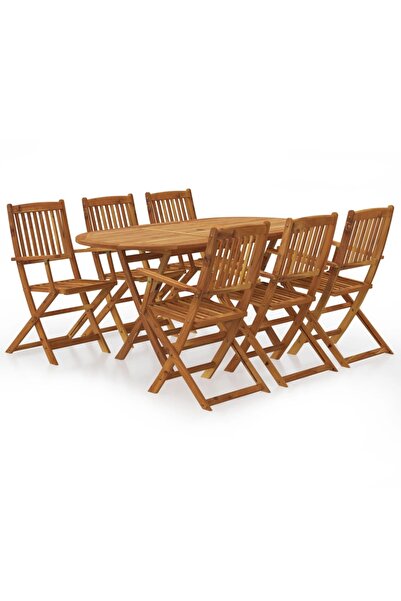 vidaxl Set mobilier de exterior pliabil, 7 piese, lemn masiv de acacia