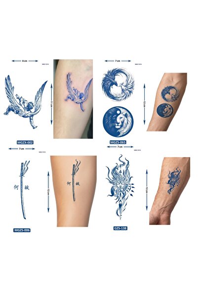 Airbrush Tattoo Küçük Boy 4 Adet Birden Yarı Kalıcı Geçici Dövme 1 Ay Kalıcı ...