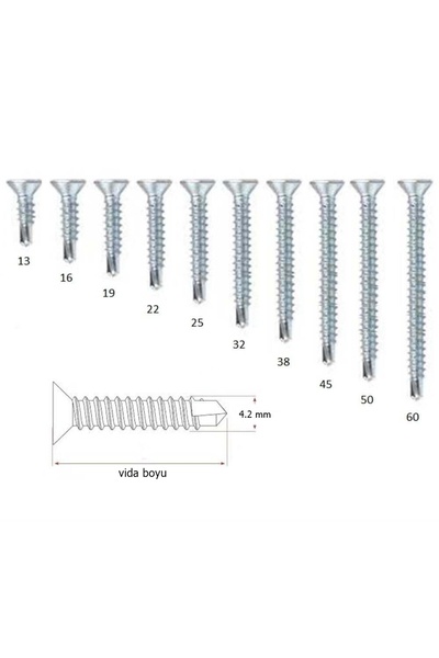 labshop41 4.2x50 mm YHB Matkap Uçlu Akıllı Vida (DIN 7504P) x 20 Adet (rf148)