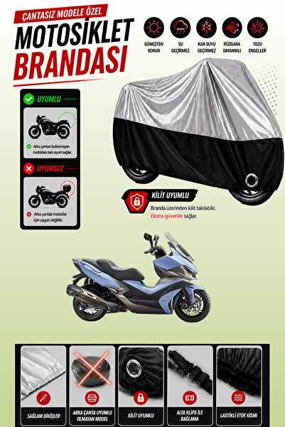 Cemku Twin غطاء محرك متوافق مع Kymco Xciting VS 400 باللون الرمادي من الأعلى ...
