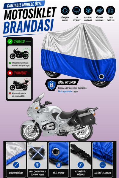 Cemku Twin غطاء محرك علوي رمادي - سفلي أزرق متوافق مع BMW R 1150 RT، غير متوا...